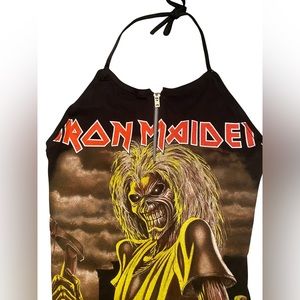 Iron Maiden Zipper Halter Top Small
